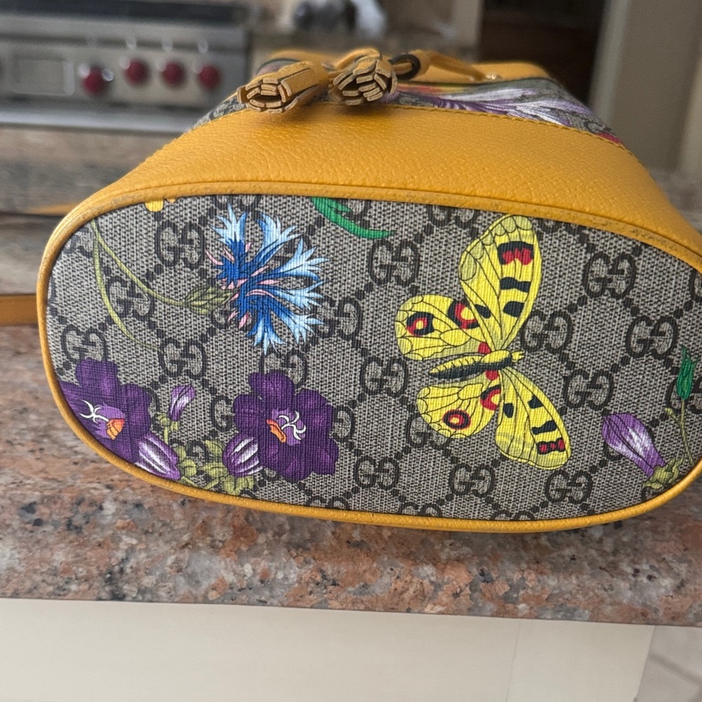 Gucci Ophidia Floral Yellow Bucket Bag - Picture 2 of 5